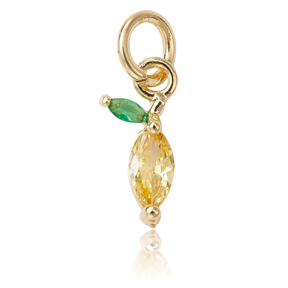 6396 20pcs Cubic Zirconia Lemon Charms Real 18K Gold Plated Fruit Crystal